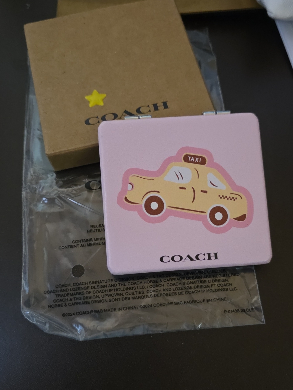 COACH Pink Taxi Compact Mirror NIB